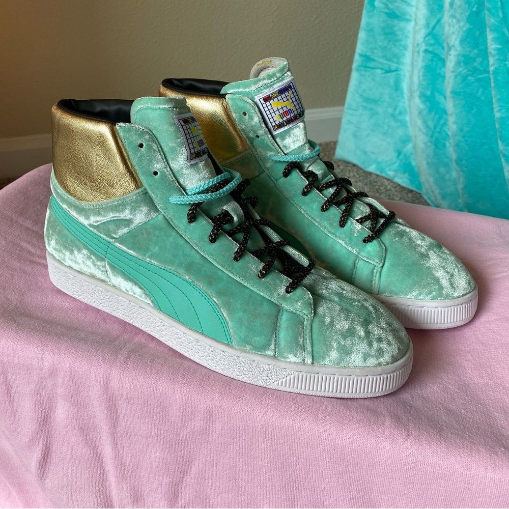 Puma Dee&Ricky Basket Mid Green Velvet Size 11.5